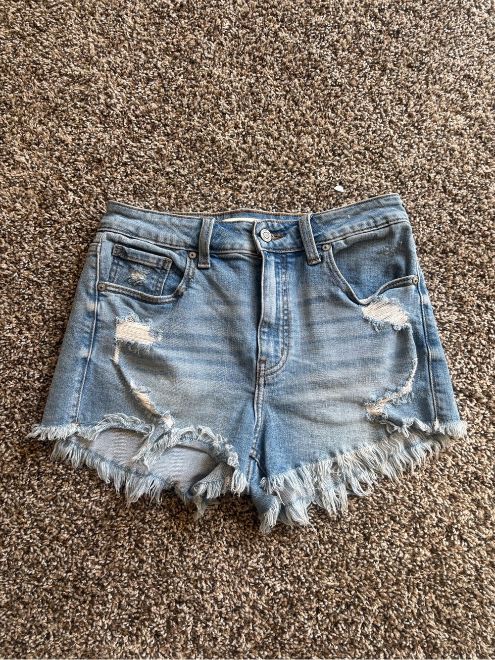eunina Light Blue Ripped Denim Shorts
